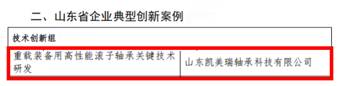 KMR重载装备高性能滚子轴承项目入选山东省企业创新标杆.jpg